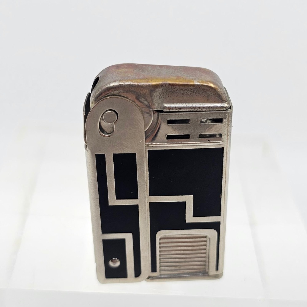 Vintage Regens Squeeze Lighter Made in USA Pat 1896140 Art Deco Black Silver